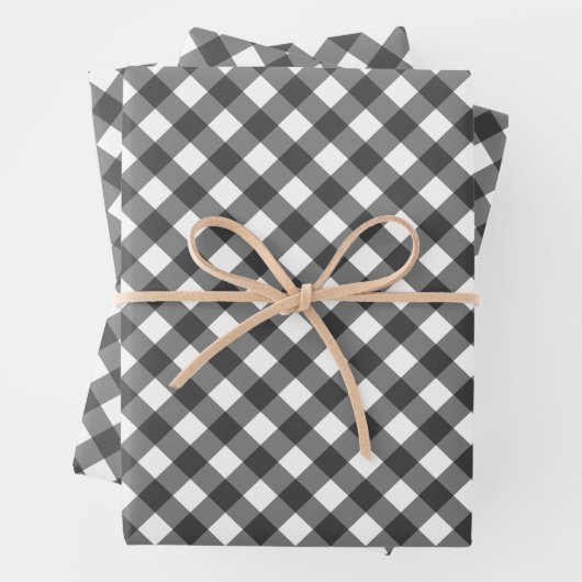 Rustic Farmhouse Monochrome Buffalo Check Geometri Geschenkpapier Set (Beispiel)
