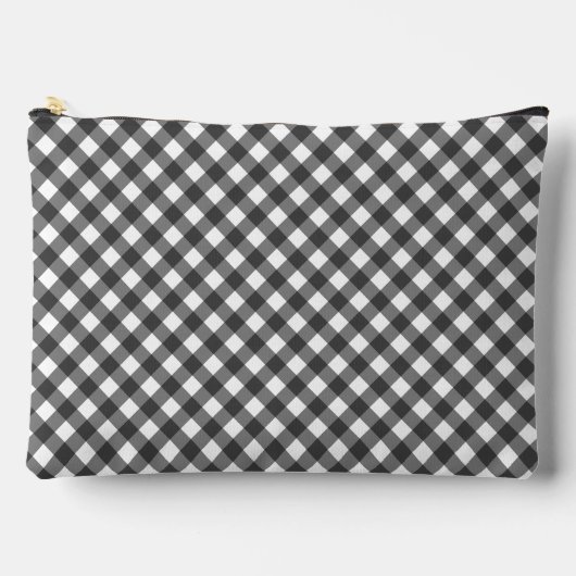 Rustic Farmhouse Monochrome Buffalo Check Geometri Zubehörtasche (Vorderseite)