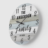 Rustic farmhouse personalized family name wood große wanduhr (Winkel)
