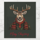 Rustic Farmhouse Plaid Deer And Green Weinetikett (Einzelnes Label)