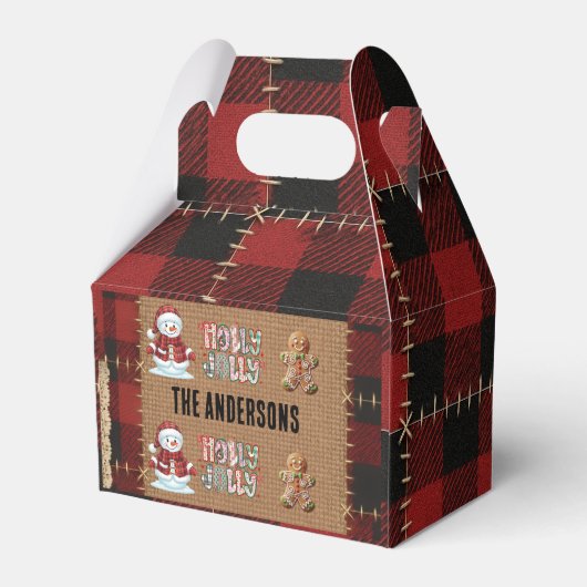 Rustic Farmhouse Red Buffalo Plaid Christmas Geschenkschachtel (Rückseite)