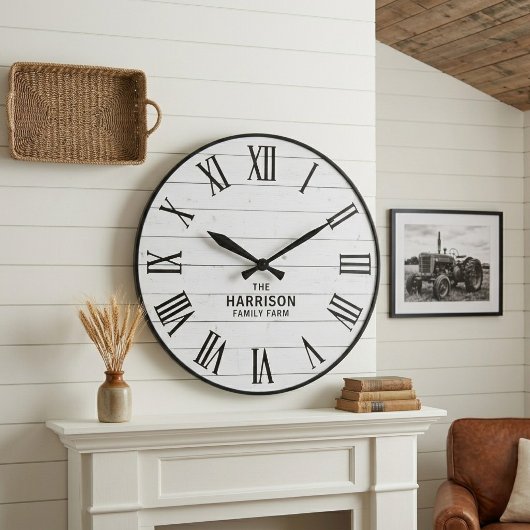 Rustic Farmhouse Roman Numeral Wall Clock Große Wanduhr