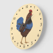 Rustic Farmhouse Rooster Painting Große Wanduhr (Winkel)