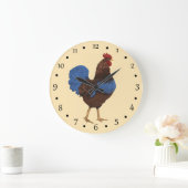 Rustic Farmhouse Rooster Painting Große Wanduhr (Zuhause)