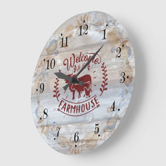 Rustic Farmhouse Rooster Wall Clock Große Wanduhr (Winkel)