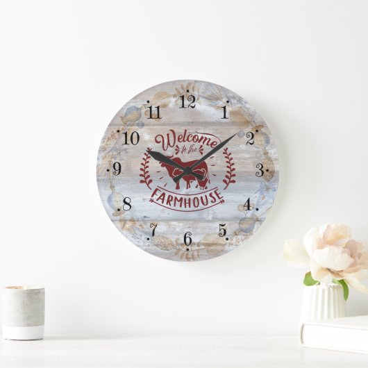Rustic Farmhouse Rooster Wall Clock Große Wanduhr (Zuhause)