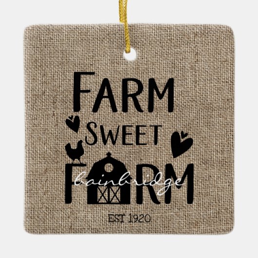 Rustic Farmhouse Style Personalized Christmas Keramikornament (Vorderseite)