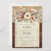 Rustic Farmhouse Wedding Invitation with QR Back | Einladung (Vorderseite)