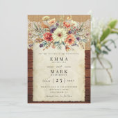 Rustic Farmhouse Wedding Invitation with QR Back | Einladung (Stehend Vorderseite)