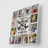 Rustic Farmhouse Wood Chicken Coop Photo Collage Quadratische Wanduhr (Winkel)