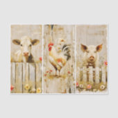 Rustic Farmyard Cow Rooster Pig FD1 Decoupage Seidenpapier (Vorderseite)