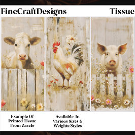 Rustic Farmyard Cow Rooster Pig FD1 Decoupage Seidenpapier