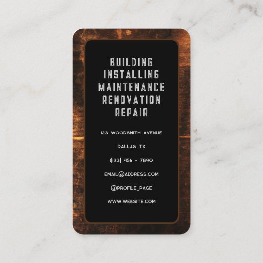 Rustic faux wood texture  visitenkarte (Rückseite)
