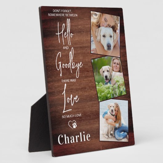 Rustic Favorite Hello Custom Pet Dog Memorial Fotoplatte (Seite)