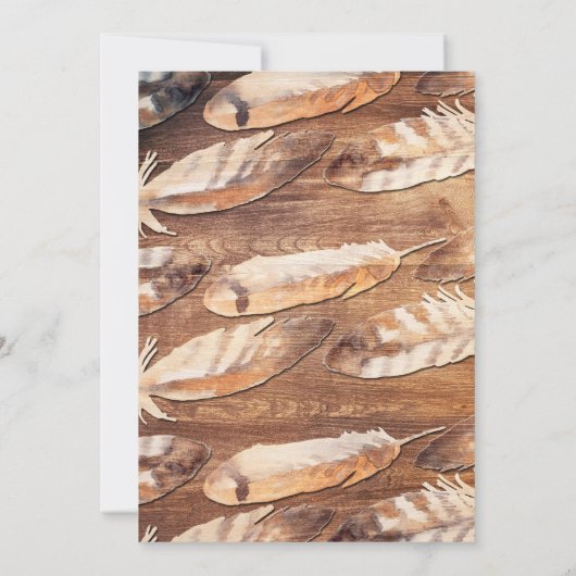 Rustic Feathers Baby Dusche Einladung (Rückseite)