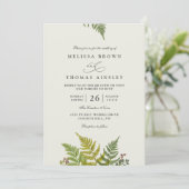 Rustic Fern Forest Greenery Modern QR Code Wedding Einladung (Stehend Vorderseite)