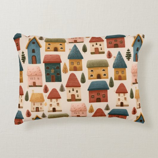 Rustic Festive Christmas Houses Seamless Pattern Dekokissen (Vorderseite)