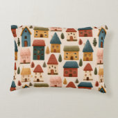 Rustic Festive Christmas Houses Seamless Pattern Dekokissen (Rückseite)