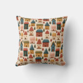 Rustic Festive Christmas Houses Seamless Pattern Kissen (Rückseite)