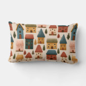 Rustic Festive Christmas Houses Seamless Pattern Lendenkissen (Rückseite)