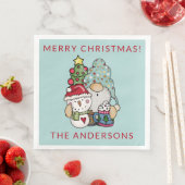 Rustic Festive Gnome Snowman Frohe Weihnachten Par Serviette (Beispiel)
