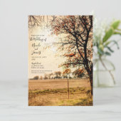 Rustic Field Gold Abend Sonnenuntergang Hochzeit Einladung (Stehend Vorderseite)