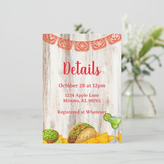 Rustic Fiesta Bridal Shower Insert Card (Stehend Vorderseite)