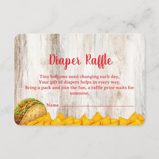 Rustic Fiesta Diaper Raffle Insert Card | Tacos (Vorderseite)