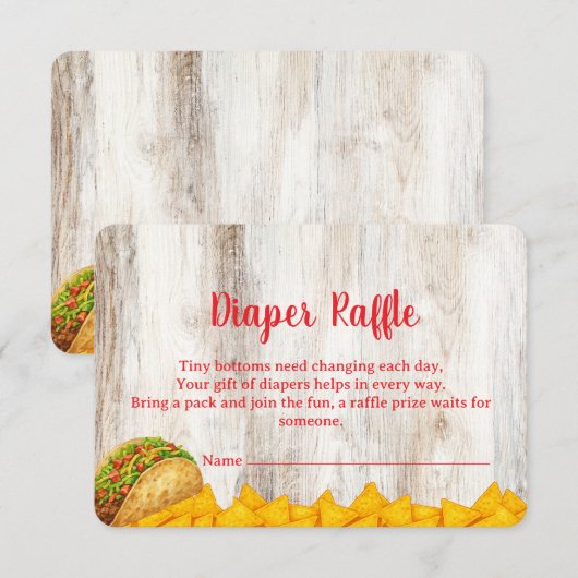 Rustic Fiesta Diaper Raffle Insert Card | Tacos (Vorne/Hinten)