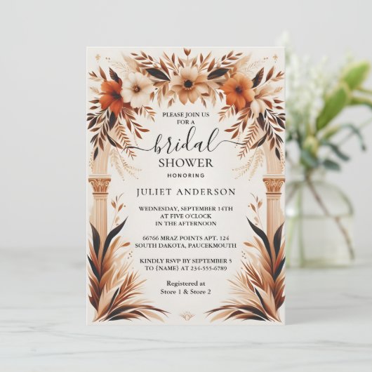 Rustic Fiesta Rustic Bold Spanish Brautparty Einladung (Stehend Vorderseite)