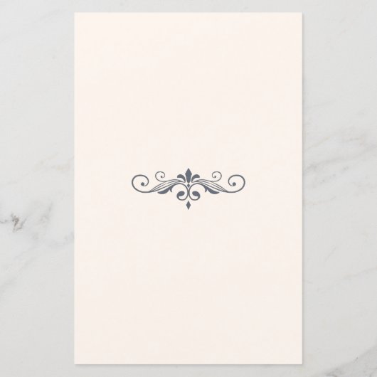 Rustic Filigree Wedding Menü Budget (Rückseite)