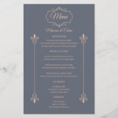 Rustic Filigree Wedding Menü Budget (Vorderseite)