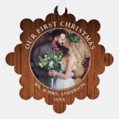Rustic First Christmas Couple Foto Ornament Card Karte (Vorderseite)