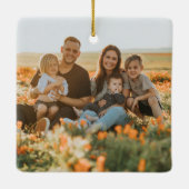 Rustic First Christmas New Zuhause Foto Wood Ornam Keramikornament (Rückseite)