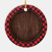 Rustic First Christmas New Zuhause Heart Kariertes Keramik Ornament (Hinten)