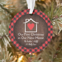Rustic First Christmas New Zuhause Heart Kariertes