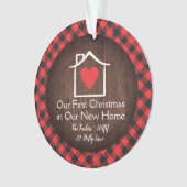 Rustic First Christmas New Zuhause Heart Kariertes Ornament (Vorderseite)