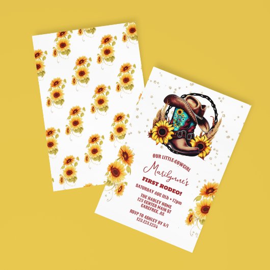 Rustic First Rodeo Western 1. Geburtstag Einladung
