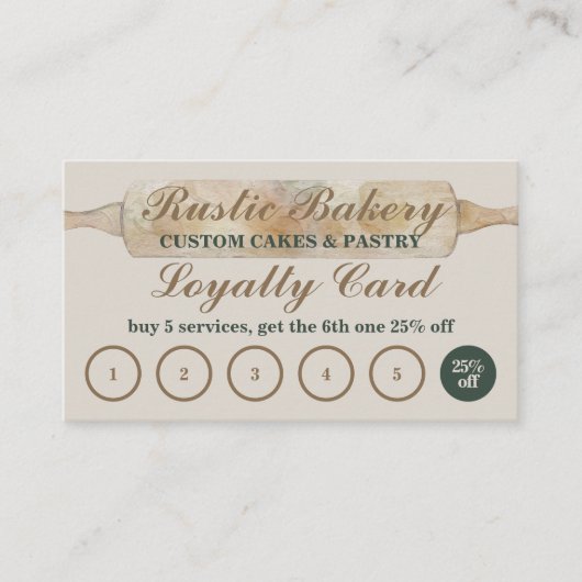 Rustic Floral Bakery Loyalty Buchen Sie fünf koste Visitenkarte (Vorderseite)