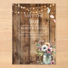 Rustic Floral Blossoms Save the Date Invitation  Acryleinladungen