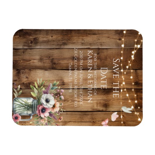 Rustic Floral Blossoms Save the Date Invitation  Magnet (Horizontal)