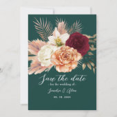 Rustic Floral Boho Emerald Green Wedding Save The Date (Vorderseite)