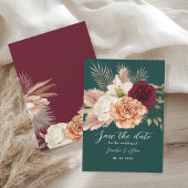 Rustic Floral Boho Emerald Green Wedding Save The Date