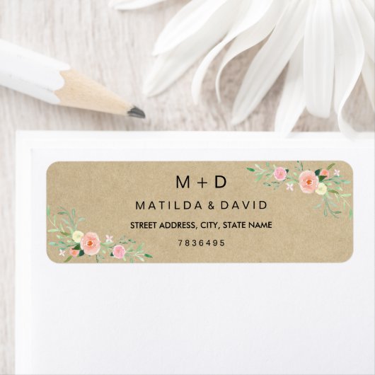 Rustic Floral Boho Wedding Address Label (Insitu)