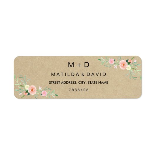 Rustic Floral Boho Wedding Address Label (Vorne)