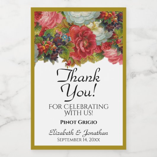 Rustic Floral Boho Wedding Danke Mini Weinetikett (Einzelnes Label)