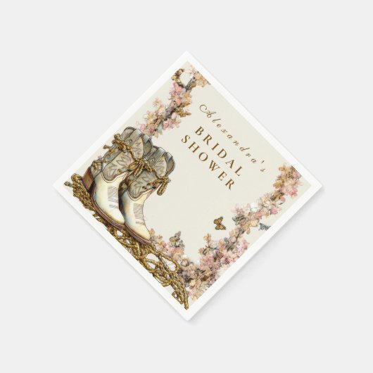 Rustic Floral Boots Bridal Shower Serviette (Ecke)