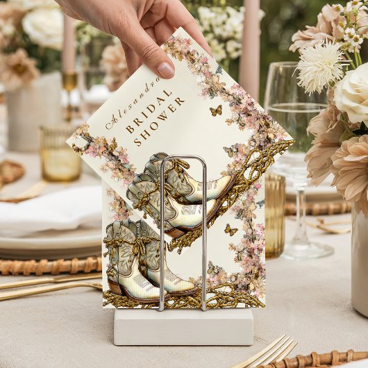 Rustic Floral Boots Bridal Shower Serviette