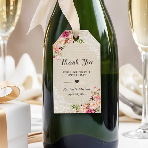 Rustic Floral Burlap Lace Gastgeschenk Hochzeit Vi Geschenkanhänger