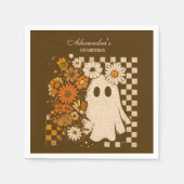Rustic Floral Checkerboard Ghost 1st Birthday Serviette (Vorderseite)